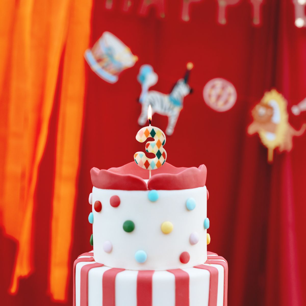 PartyDeco Bougie Chiffre 3 Losange 5,5 cm