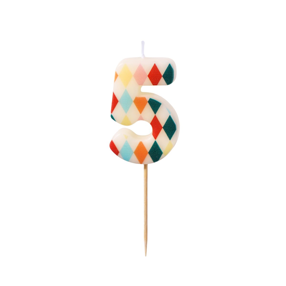 PartyDeco Bougie Chiffre 5 Losange 5,5 cm