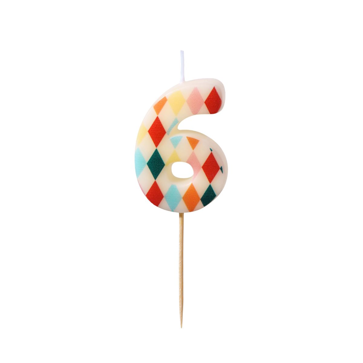 PartyDeco Bougie Chiffre 6 Losange 5,5 cm