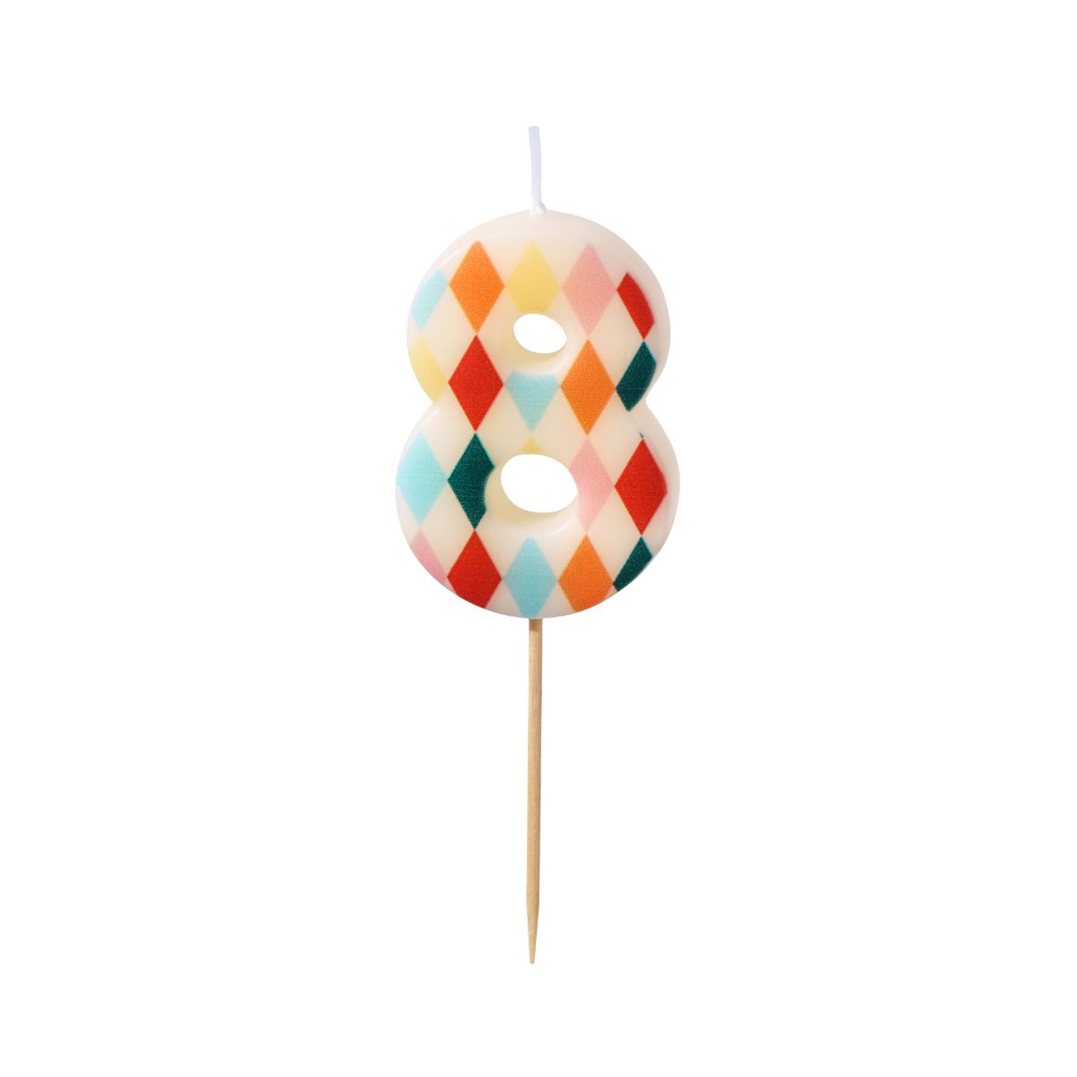PartyDeco Bougie Chiffre 8 Losange 5,5 cm