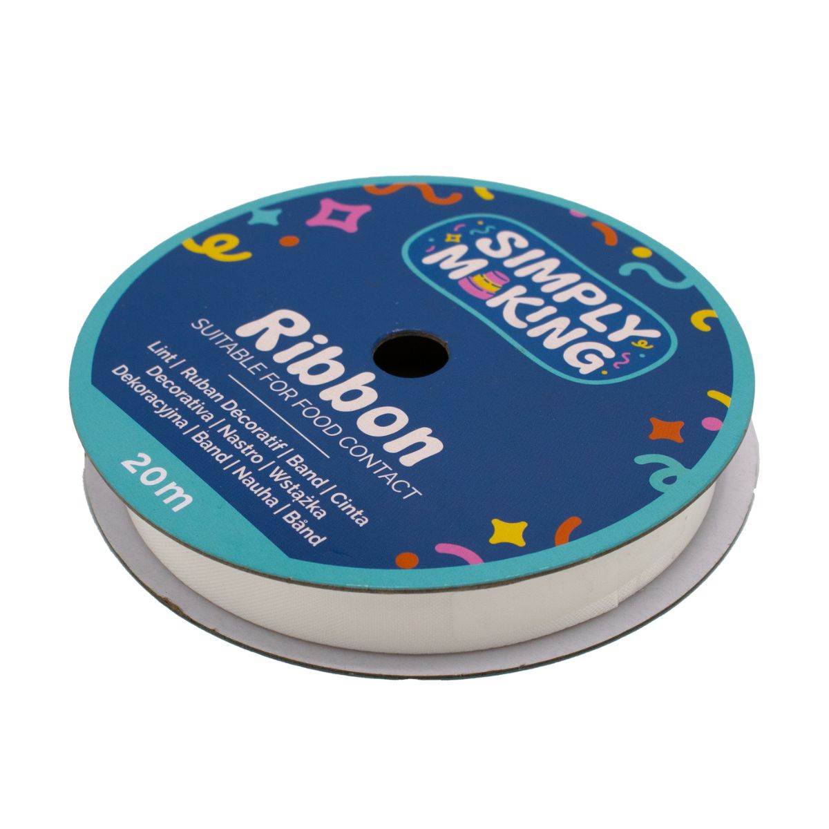 Simply Making Ruban à Gâteau Blanc Nuptial 12 mm x 20 m