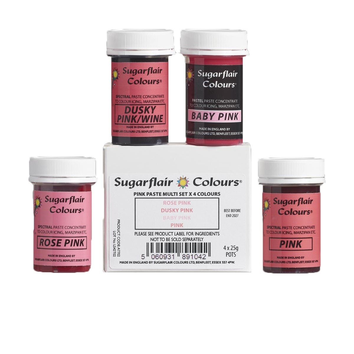 Sugarflair Paste Colour Pink Set/4