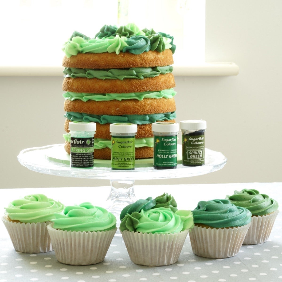 Sugarflair Pâte Colorante Mixte Vert Set/4