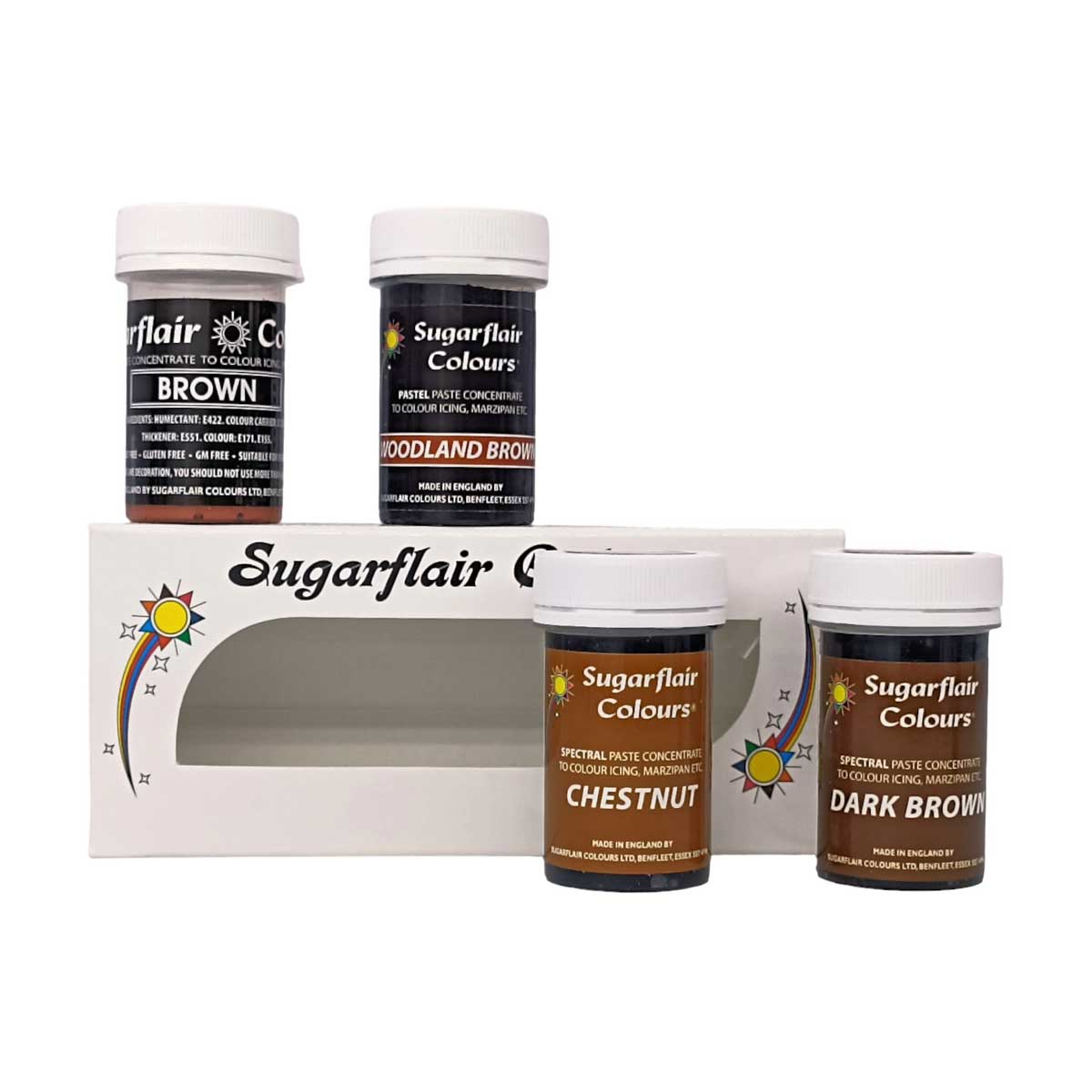 Sugarflair Pâte Colorante Mixte Marron Set/4
