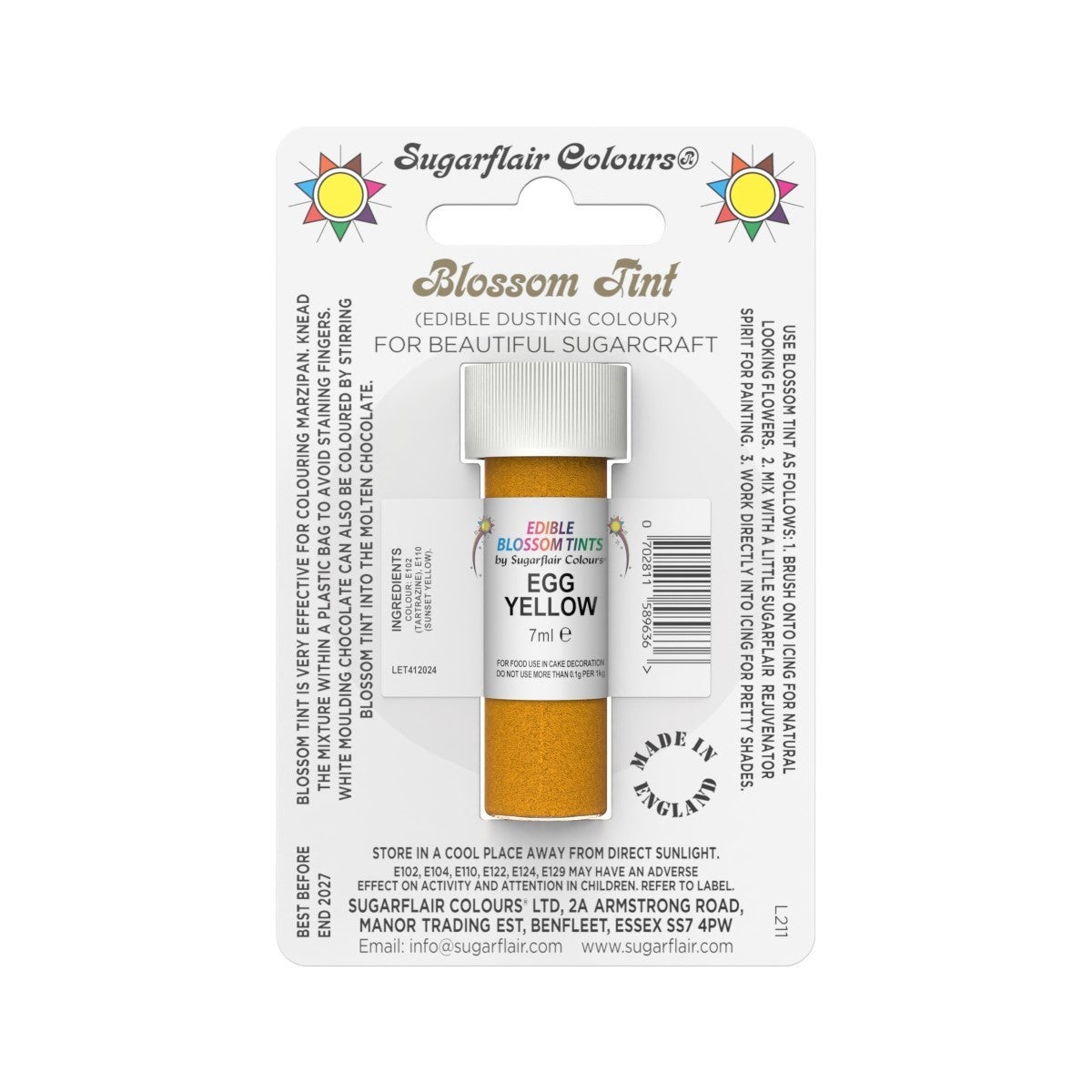 Sugarflair Colorant en Poudre JAUNE D'OEUF, 7ml
