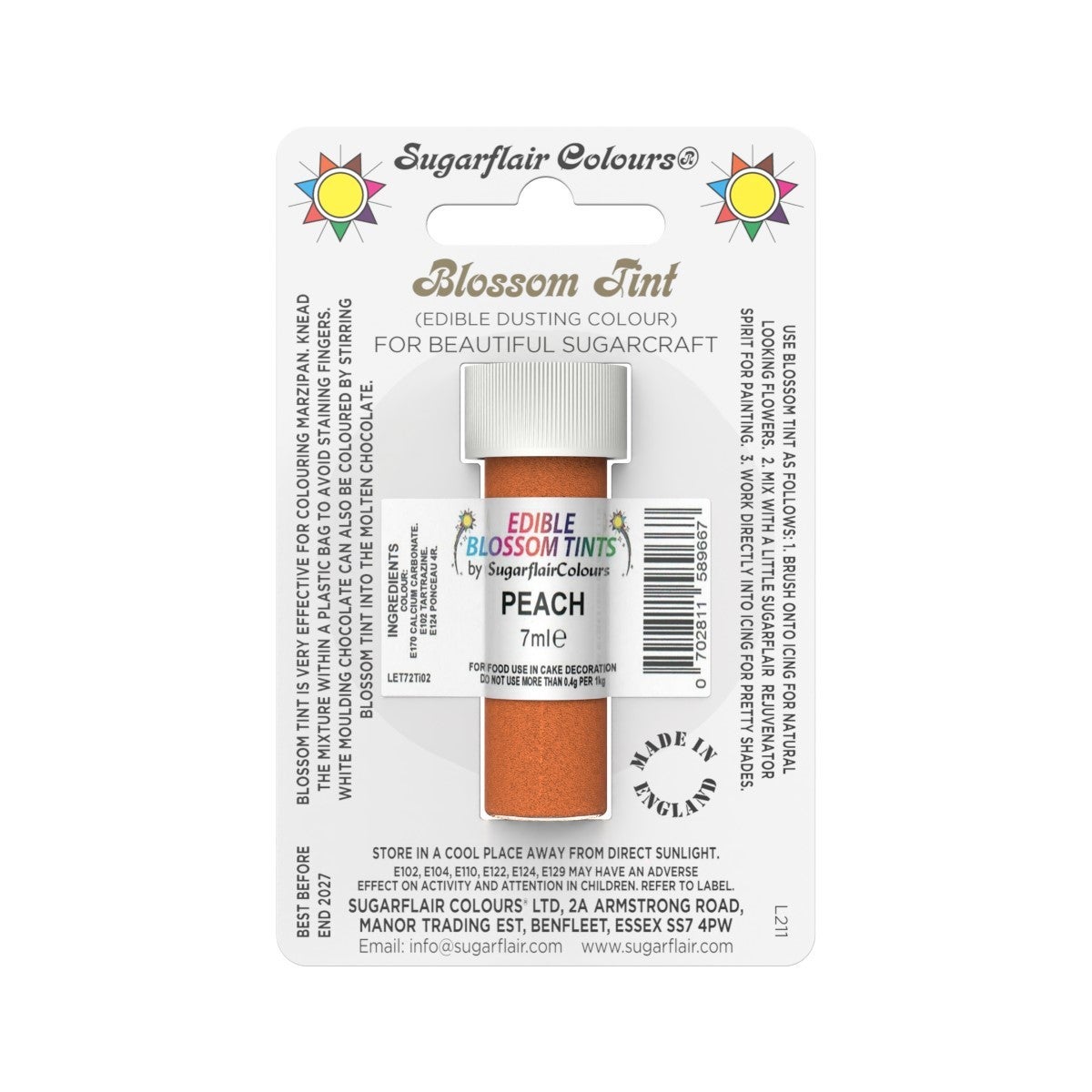 Sugarflair Colorant en Poudre PÊCHE, 7ml
