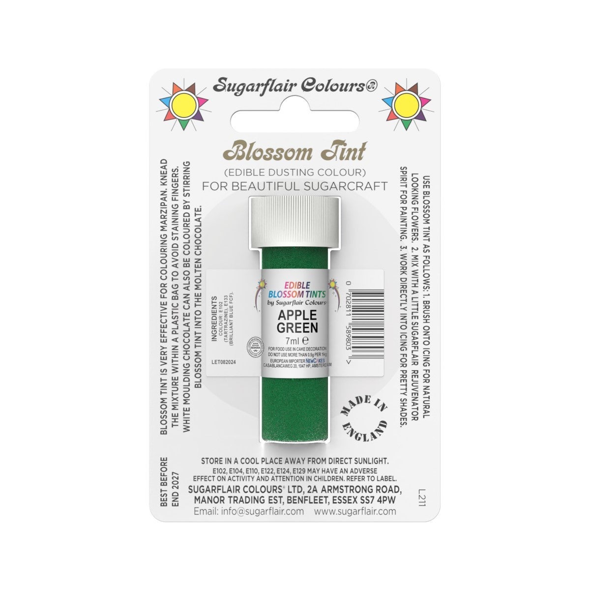 Sugarflair Colorant en Poudre VERT POMME, 7ml