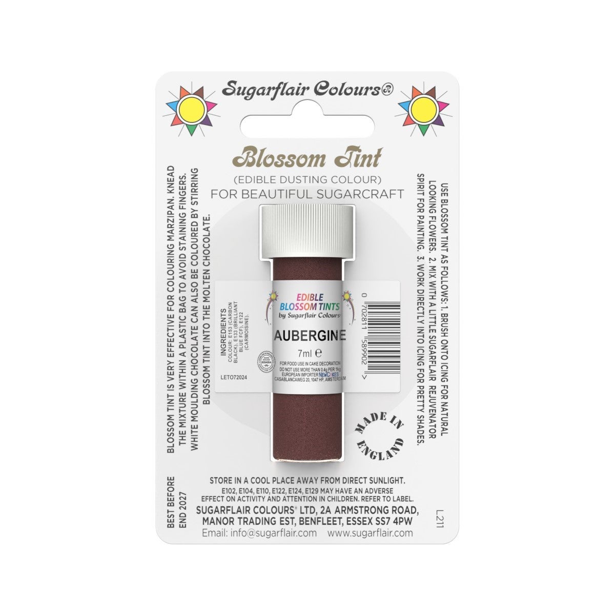 Sugarflair Colorant en Poudre AUBERGINE, 7ml