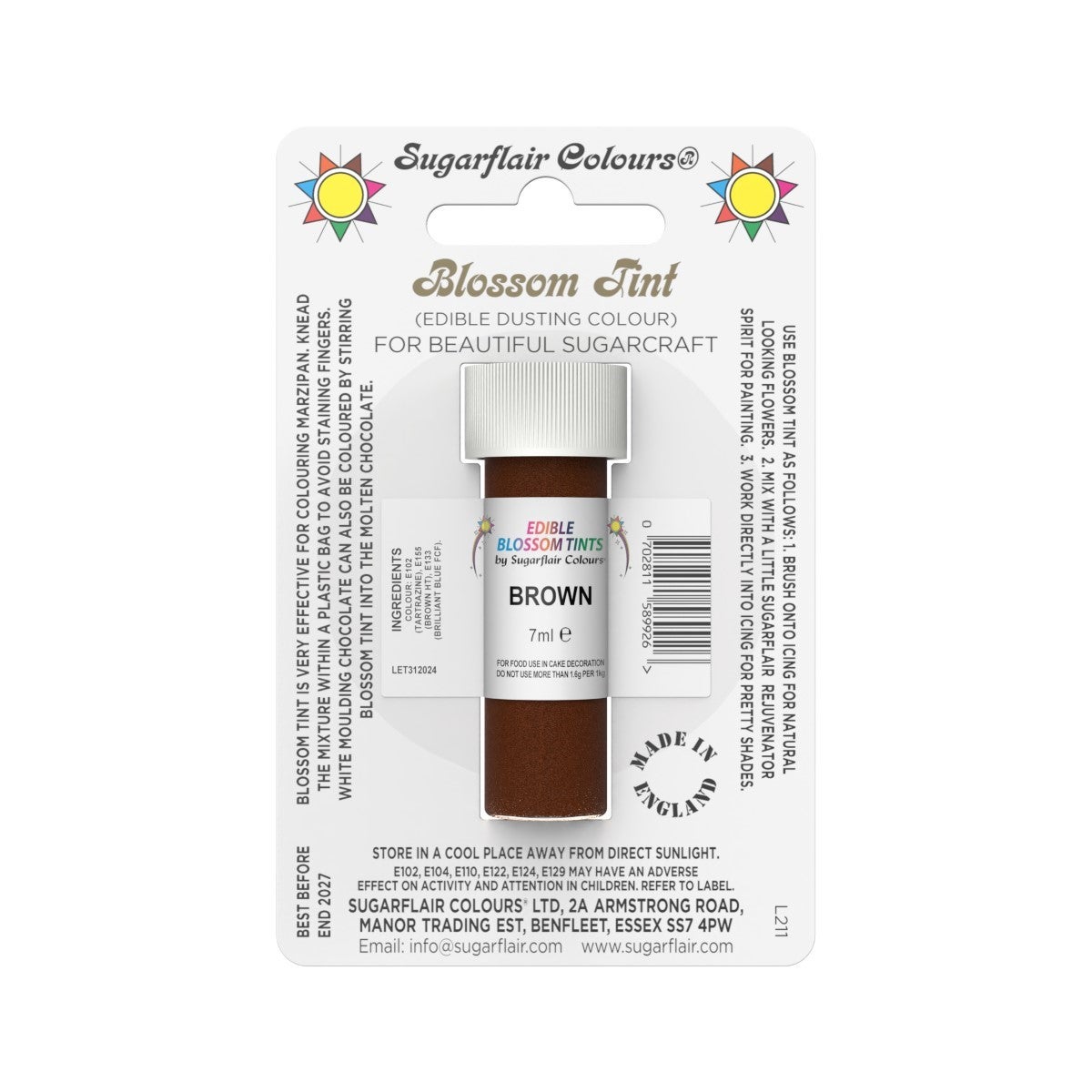 Sugarflair Eetbare Kleurpoeder Bruin 7ml