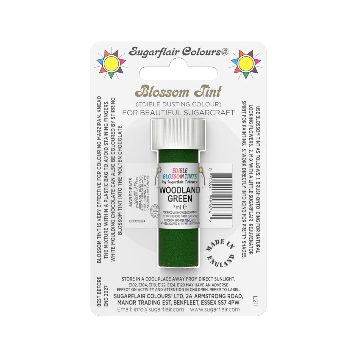 Colorant à poudrer Sugarflair VERT BOIS, 7ml