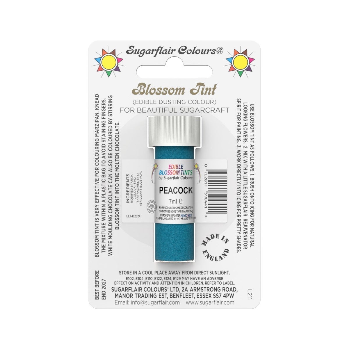 Colorant en poudre Sugarflair PAON, 7 ml