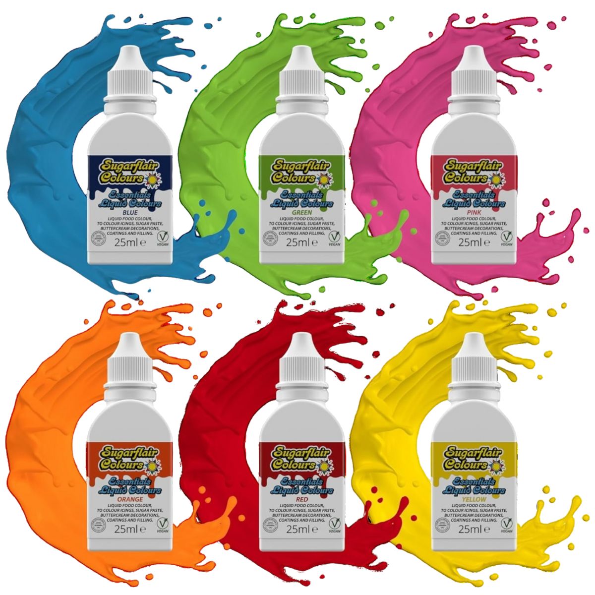 Sugarflair Liquid Colour Populaire set/6