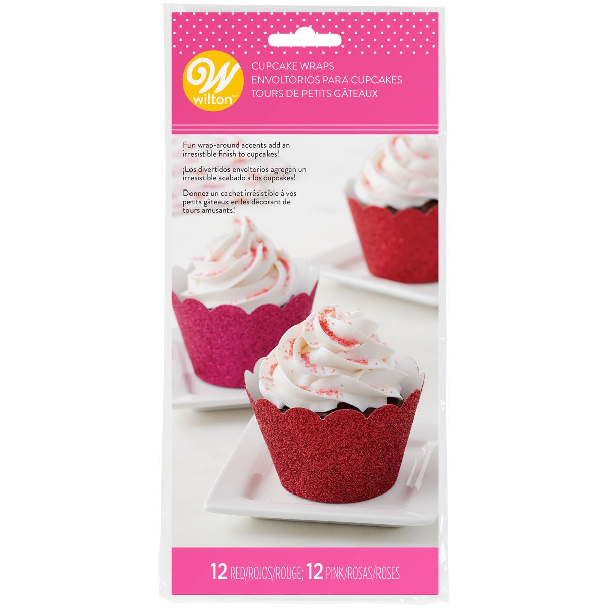 Wilton Contours à Cupcakes - Rouge & Rose pailletés pcs/24