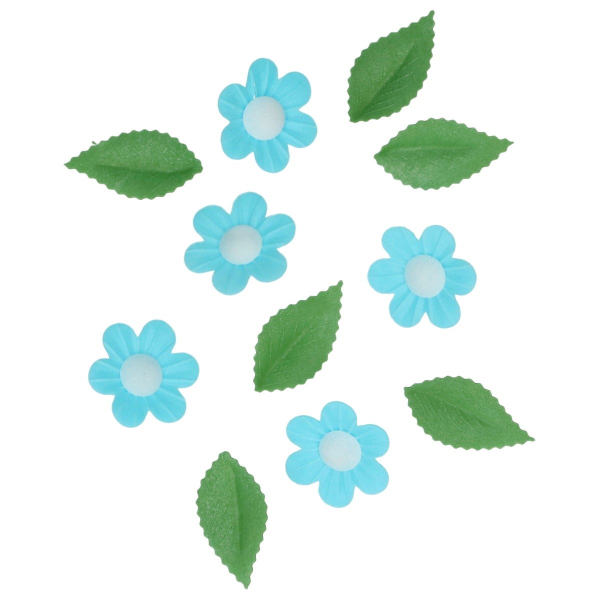 Wilton Décorations en Papier Comestibles Fleurs & Feuilles Bleu set/11